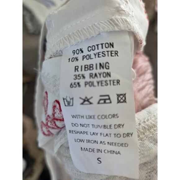 JJ’s Fairyland Embroidered Off-Shoulder Peasant Boho Top White Red Small NWOT - Picture 3 of 6